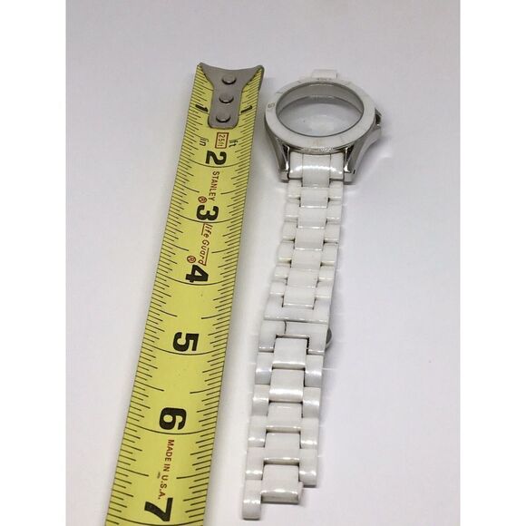Michael Kors Ceramic Watch Bracelet Case Links Parts Band 18mm White A629 - Picture 1 of 8